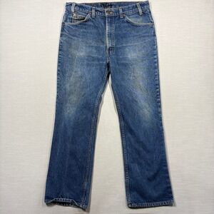 Vintage Levis 517 Bootcut Men 34x29 Blue Distressed Stained Cowboy Workwear